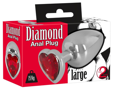 Korek Analny z Czerwonym Kryształem Diamond Anal Plug Heart Red Large