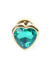 Złoty Korek Analny z Zielonym Kryształem w Kształcie Serca - Gold Diamond Plug Heart Turquoise