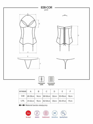 Czerwony Gorset i Stringi - Obsessive 838-COR-3