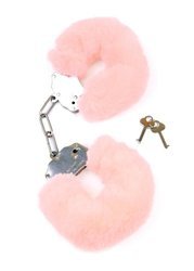 Metalowe Solidne Kajdanki z Futerkiem Light Pink - Furry Cuffs