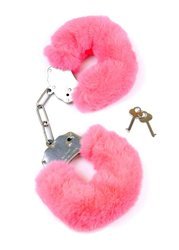 Metalowe Solidne Kajdanki z Różowym Futerkiem - Furry Cuffs