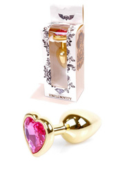 Szlachetny Korek Analny z Różowym Kryształkiem Gold Diamond Plug Heart Pink