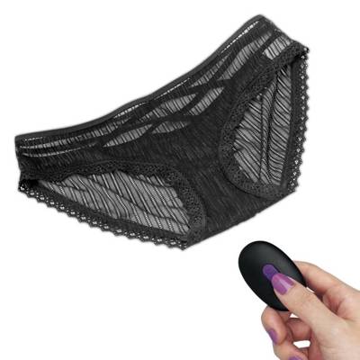 Czarne Wibrujące Majtki Damskie - iJOY Rechargeable Remote Control Lace Panty