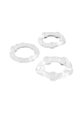 Komplet 3 Transparentnych Ringów na Członka - Triple C-Ring Set Cristal