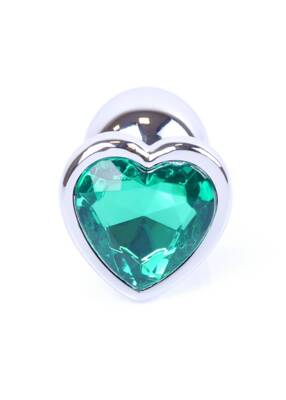 Korek Analny Serce z Zielonym Kryształem Diamond Plug Heart Turquoise