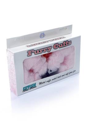 Metalowe Solidne Kajdanki z Futerkiem Light Pink - Furry Cuffs