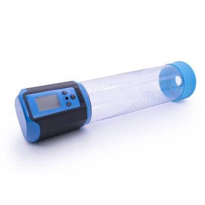 Niebieska Elektryczna Pompka z Wyświetlaczem - Passion Pump Men Premium Rechargeable Automatic LCD Pump
