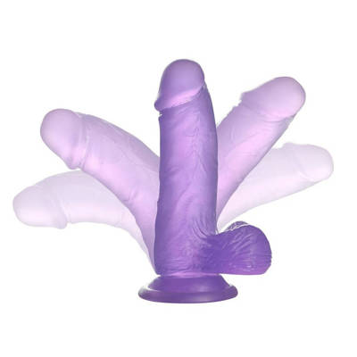 Niewielki Naturalny Żelowy Penis Fioletowy - 6" Jelly Studs Crystal Dildo Small Purple