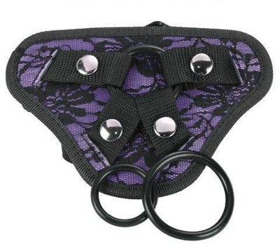 Regulowany Fioletowy Pas do Przymocowania Dildo - Strap-On Lace Harness Purple