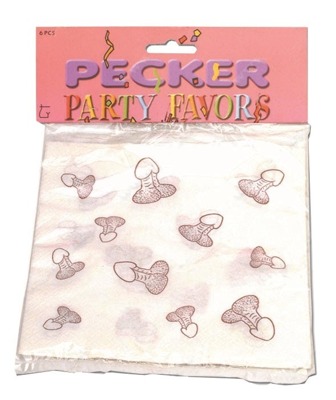 Serwetki z Nadrukowanymi Penisami - Pecker Party Favors 6 szt. 