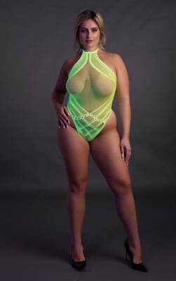 Sexy Wiązane na Szyi Neonowe Body Ouch! 839 Green