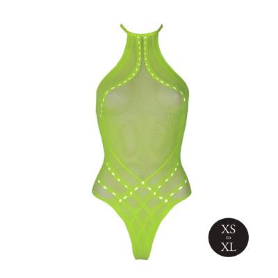 Sexy Wiązane na Szyi Neonowe Body Ouch! 839 Green