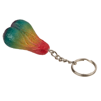 Zabawny Brelok Tęczowe Jądra - Metal Keychain Rainbow Testicle