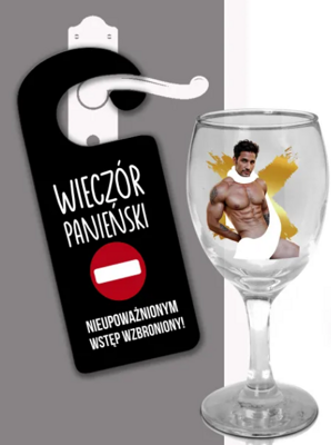 Zestaw na Wieczór Panieński z Zawieszką na Drzwi Look at Me Kieliszek do Wina