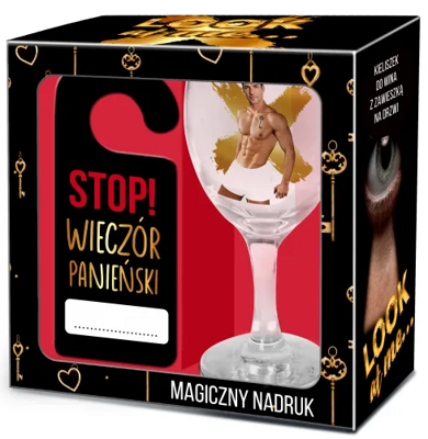 Zestaw na Wieczór Panieński z Zawieszką na Drzwi Look at Me Kieliszek do Wina STOP Wieczór Panieński